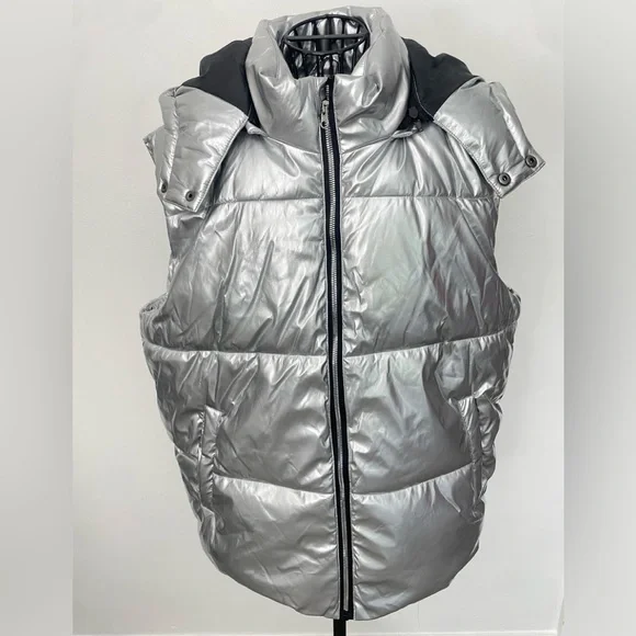 Jacket Women Drawstring Zipper Hooded Vest Puffer Coat Jacket Women size L